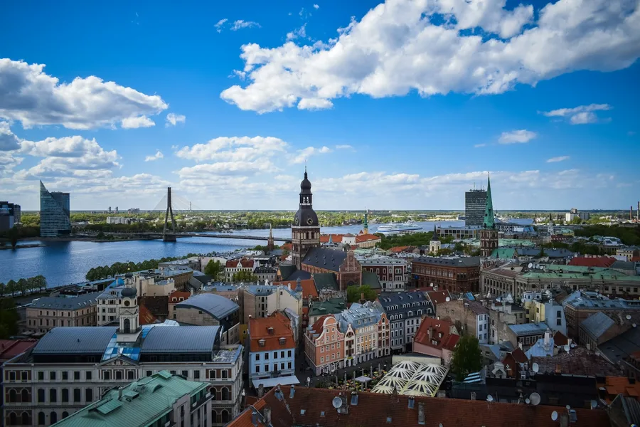 Medieval towers, cobblestone lanes, and the old town skyline of Tallinn, Estonia